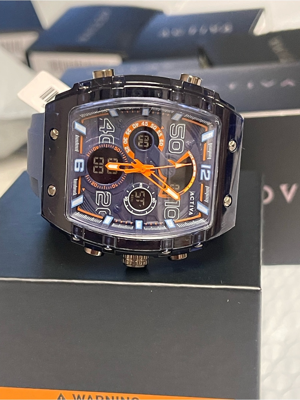 Activa X Invicta Digital Essentials Men's Watch - 45mm. Dark Blue & Orange NEW - Picture 3 of 12